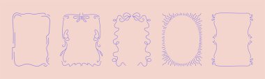 Boşluk iletilerini kopyalamak için farklı şekil ve biçimlere sahip dekoratif el çizimi çerçeveler