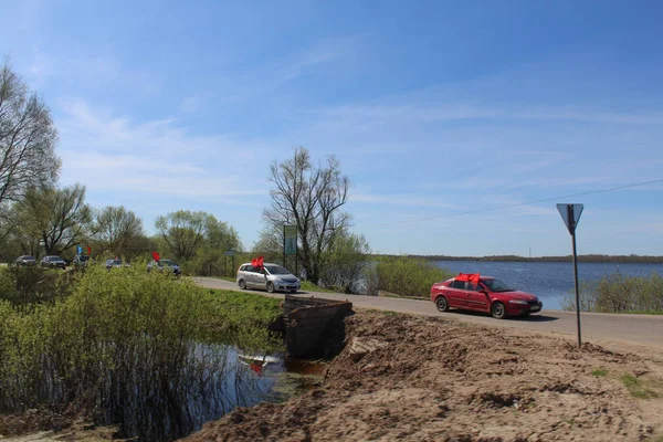 Jour Victoire Rallye Mai 2018 Année Sur Route Chudovo Oskuy — Photo