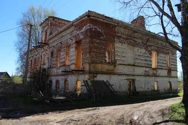 Destroyed War House Local Merchant Village Oskuy Novgorod Region Belongs — Stock Photo, Image