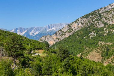 Yaz günü dağda Melesin görünümünde doğal peyzaj.