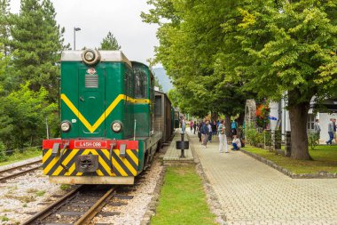 Yeşil lokomotif dar hat demiryolu, Mokra Gora, Sırbistan