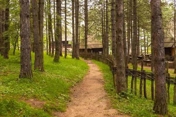 Trähus i friluftsmuseet Sirogojno, Serbien. — Stockfoto