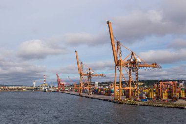 Konteyner terminali Gdynia, Sanayi Bölgesi, Polonya.