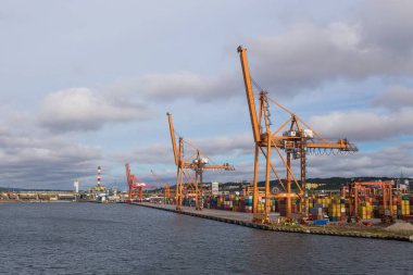 Container terminal in Gdynia, industrial area, Poland. clipart