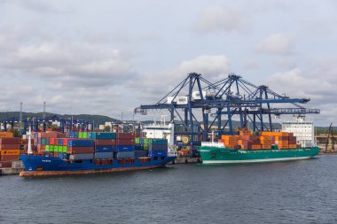 Konteyner terminali Gdynia, Sanayi Bölgesi, Polonya.