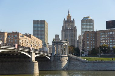 Görünüm Borodinsky Köprüsü, Moskova, Rusya Federasyonu.