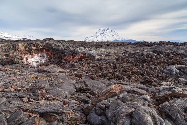 Monte Bolshaya Udina, campo de lava fresca. Península de Kamchatka, Rússia . — Fotografia de Stock