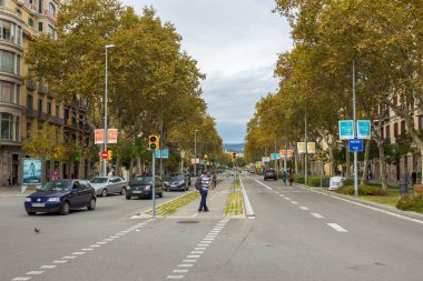 Plaza De Joan Fivellar manzarası, Barselona, İspanya.