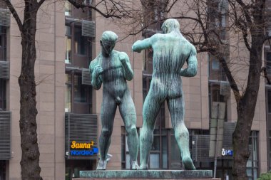 Boxers anıtı, Passivuorenktu caddesinde Nyrkkeilijat, Helsinki, Finlandiya.