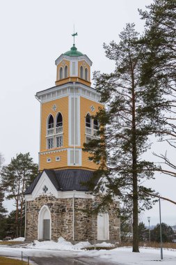 Kerimaki Kilisesi manzarası, en büyük ahşap kilise, Kerimaki, Finlandiya.