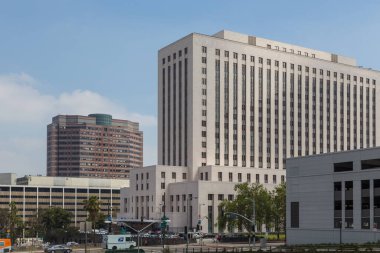 Los Angeles, Kaliforniya, ABD - 11 Haziran 2015: Los Angeles 'taki modern, zarif şehir binaları.
