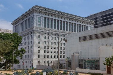 Los Angeles, Kaliforniya, ABD - 11 Haziran 2015: Los Angeles 'taki modern, zarif şehir binaları.