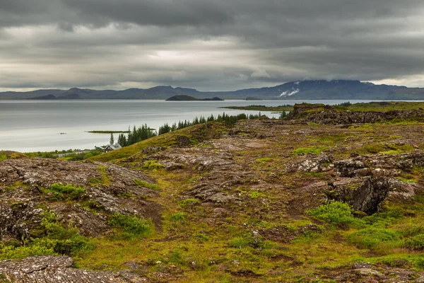 Vista Del Thingvallavatn Lago Natural Más Grande Islandia Parque Nacional — Foto de Stock