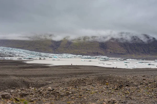 Vista Glaciar Skaftafell Com Lago Parque Nacional Vatnajokull Sudeste Islândia — Fotografia de Stock