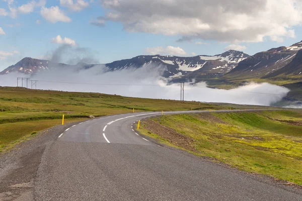 Vesturvegur Road Sedydisfjordur Mountains Background East Iceland — Stock Photo, Image