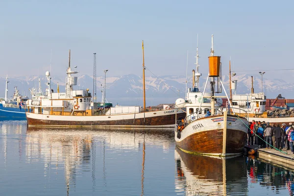 Husavik Iceland August 2015 Cutters Moored Port Currently Used Whale — Stock Photo, Image
