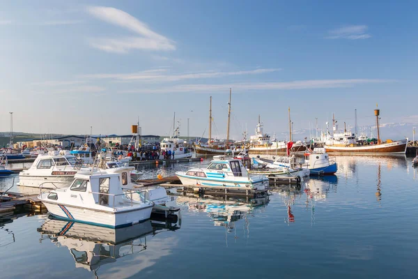 Husavik Iceland August 2015 Cutters Moored Port Currently Used Whale — Stock Photo, Image