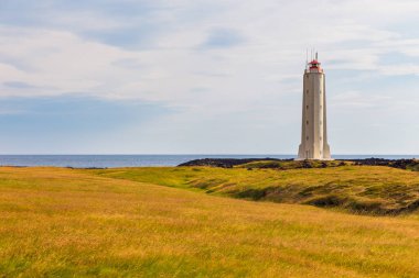 Malarrifsviti, deniz feneri ve Snaefellsnes Yarımadası, Batı İzlanda.