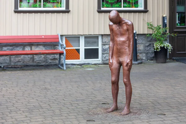 Reikiavik Islandia Agosto 2015 Una Estatua Marrón Con Cabeza Inclinada — Foto de Stock