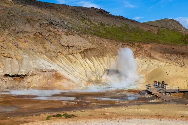 Geothermal Area Hot Steam Solfataras Hot Mud Cauldrons Krisuvik Western — Stock Photo, Image