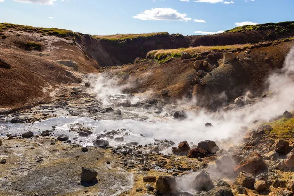 Geothermal Area Hot Steam Solfataras Hot Mud Cauldrons Krisuvik Western — Stock Photo, Image