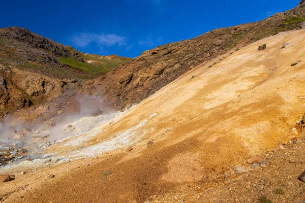 Geothermal Area Hot Steam Solfataras Hot Grey Mud Cauldrons Krisuvik — Stock Photo, Image