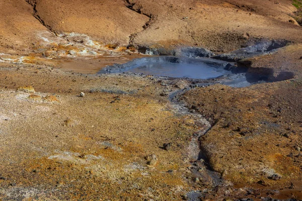 Geothermal Area Hot Steam Solfataras Hot Grey Mud Cauldrons Krisuvik — Stock Photo, Image