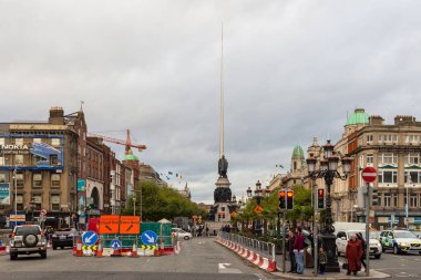 Dublin, İrlanda - 10 Kasım 2015: The Spire of Dublin on the O Connell Street Lower, the main oughpath in the town.