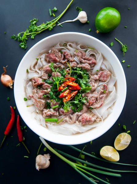 Pho Vietnam Традиційний Суп Яловичини Єтнамської Яловичини Стокова Картинка