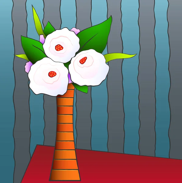 Vazoda bir buket beyaz çiçek.