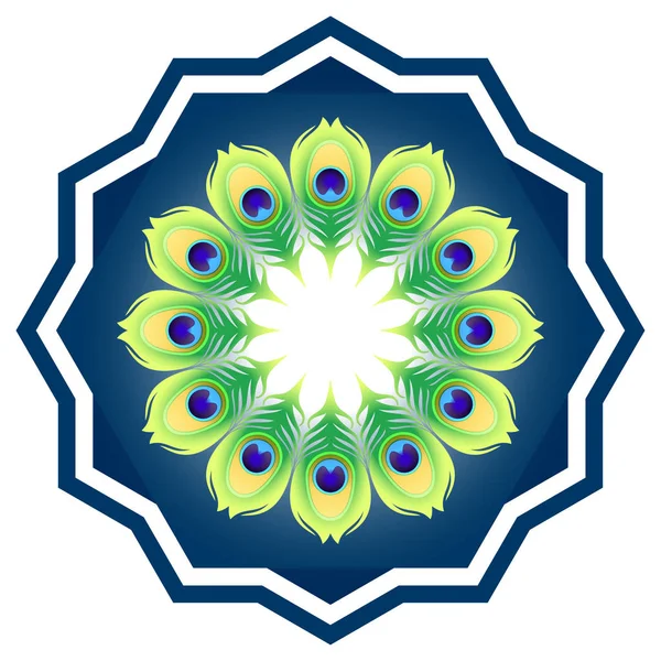 Mandala plume de paon — Image vectorielle