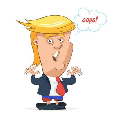 Donald Trump şaşırttı, karakter portre, ellerini sallayarak pantolonunu indirdi