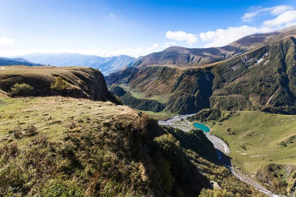 Belle Vue Automne Sur Lac Rond Sur Paysage Montagne Géorgie — Photo