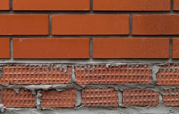 Czerwony Mur Cegły Tapeta Zwykłych Tekstura Ściana Budynku — Zdjęcie stockowe