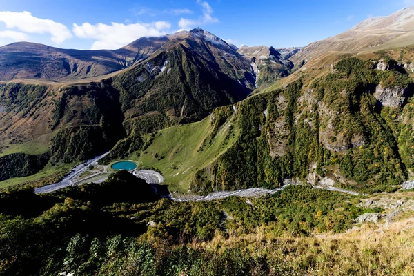 Belle Vue Automne Sur Lac Rond Sur Paysage Montagne Géorgie — Photo