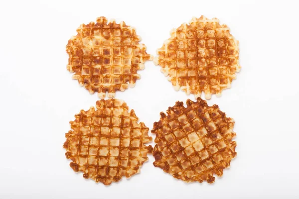 Beyaz Arka Plan Üzerinde Yuvarlak Waffle — Stok fotoğraf