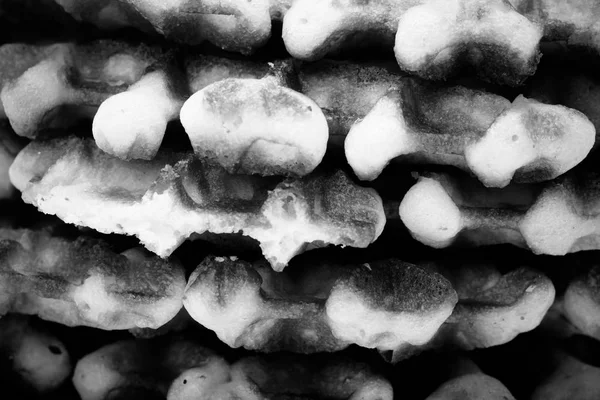 Yuvarlak waffle yığını kapat. Tonda.