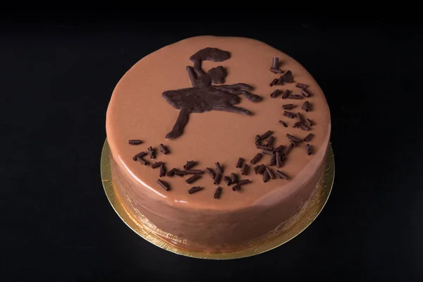 Torta Cioccolato Fatta Casa Con Decalcomania Ballerina — Foto Stock