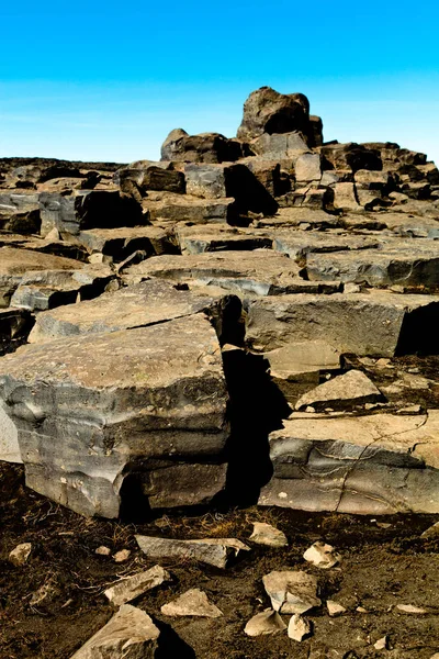 Bela Paisagem Rochosa Rochosa Deserto Islândia Tonificado — Fotografia de Stock