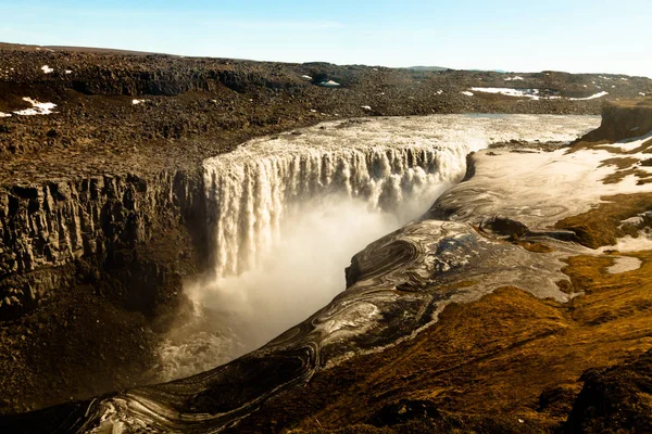 Gyönyörű Kilátás Dettifoss Vízeséshez Izland Tónusú — Stock Fotó