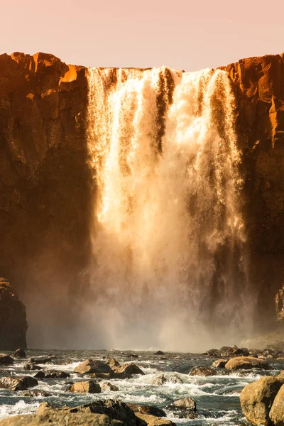 Piękny Widok Wodospad Islandii Stonowanych — Zdjęcie stockowe