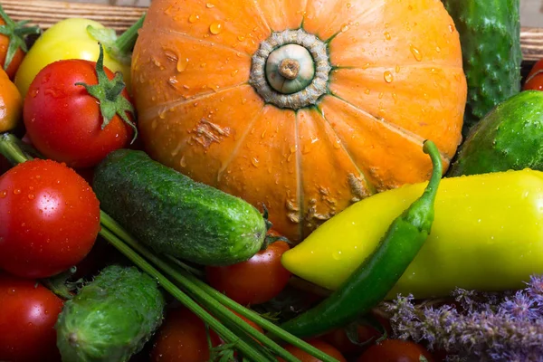 Fresh Vegetables Herbs Natural Background — Stock Photo, Image