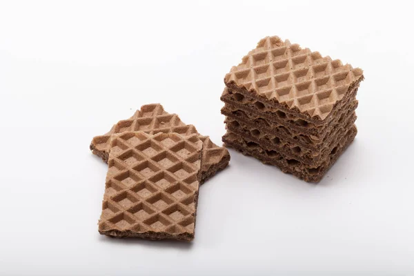 Waffels Chocolate Fundo Branco — Fotografia de Stock