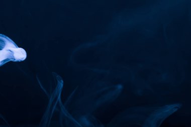 Bir siyah arka plan üzerinde duman bulutu. Seçici odak. Tonda.