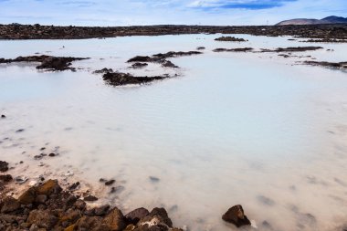 İzlanda'nın Blue Lagoon görünümüne.