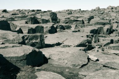 Güzel taşlık kayalık çöl manzara İzlanda'nın. Tonda.