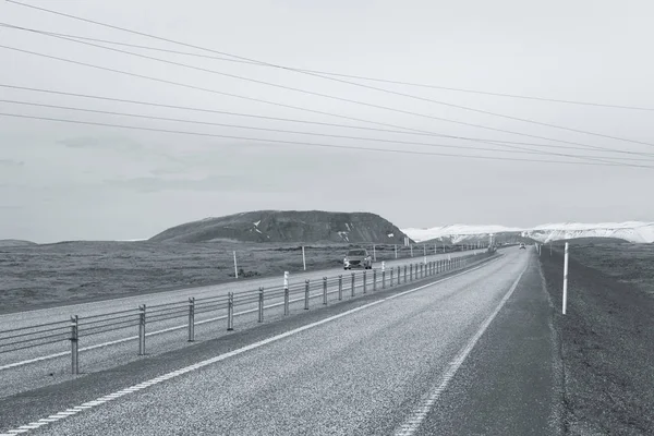 Asphalt Road Beautiful Landscape Iceland Toned — Stock Photo, Image