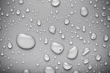 Bir renk arka plan üzerinde Su damlacıkları. Gri. Tonda.
