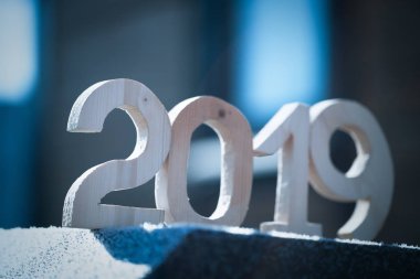 Ahşap numarası 2019. Mutlu yeni yıl 2019.