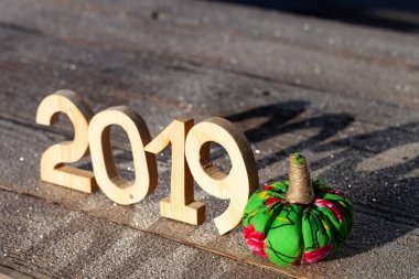 Ahşap figürler 2019 ahşap donmuş zemin üzerine. Yeni Yılınız Kutlu Olsun.